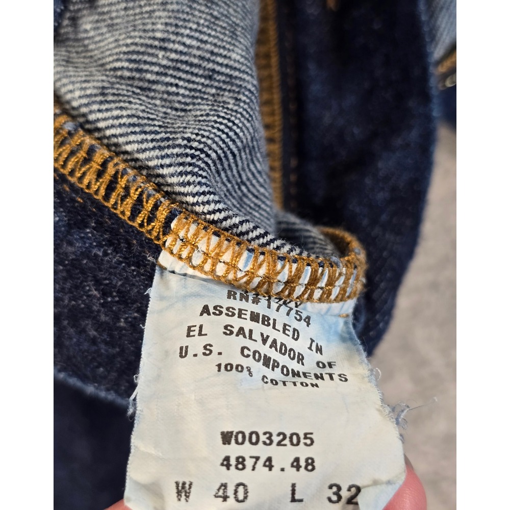Key Industries Mens Vintage Dark Wash Denim Workwear Jeans 40x32 - Picture 8 of 16